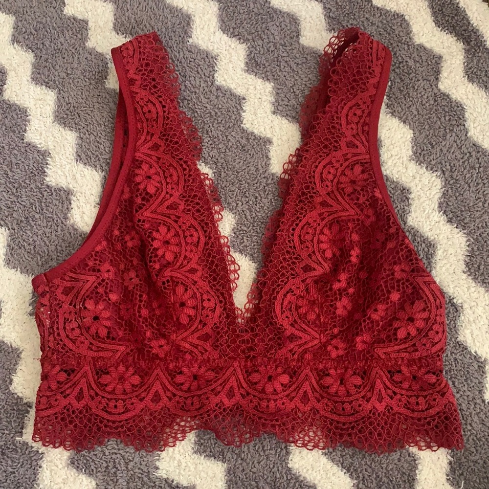Victoria’s Secret bralette, cranberry/burgundy red color